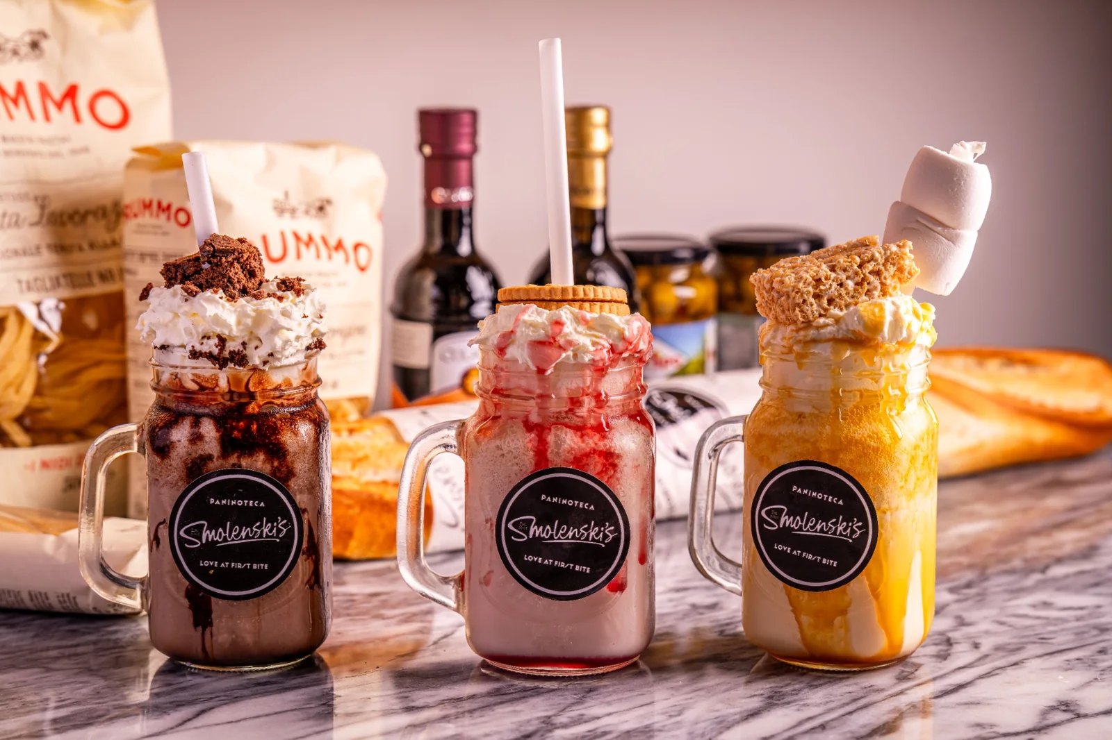 Three speciality drinks at Smolenski’s Deli